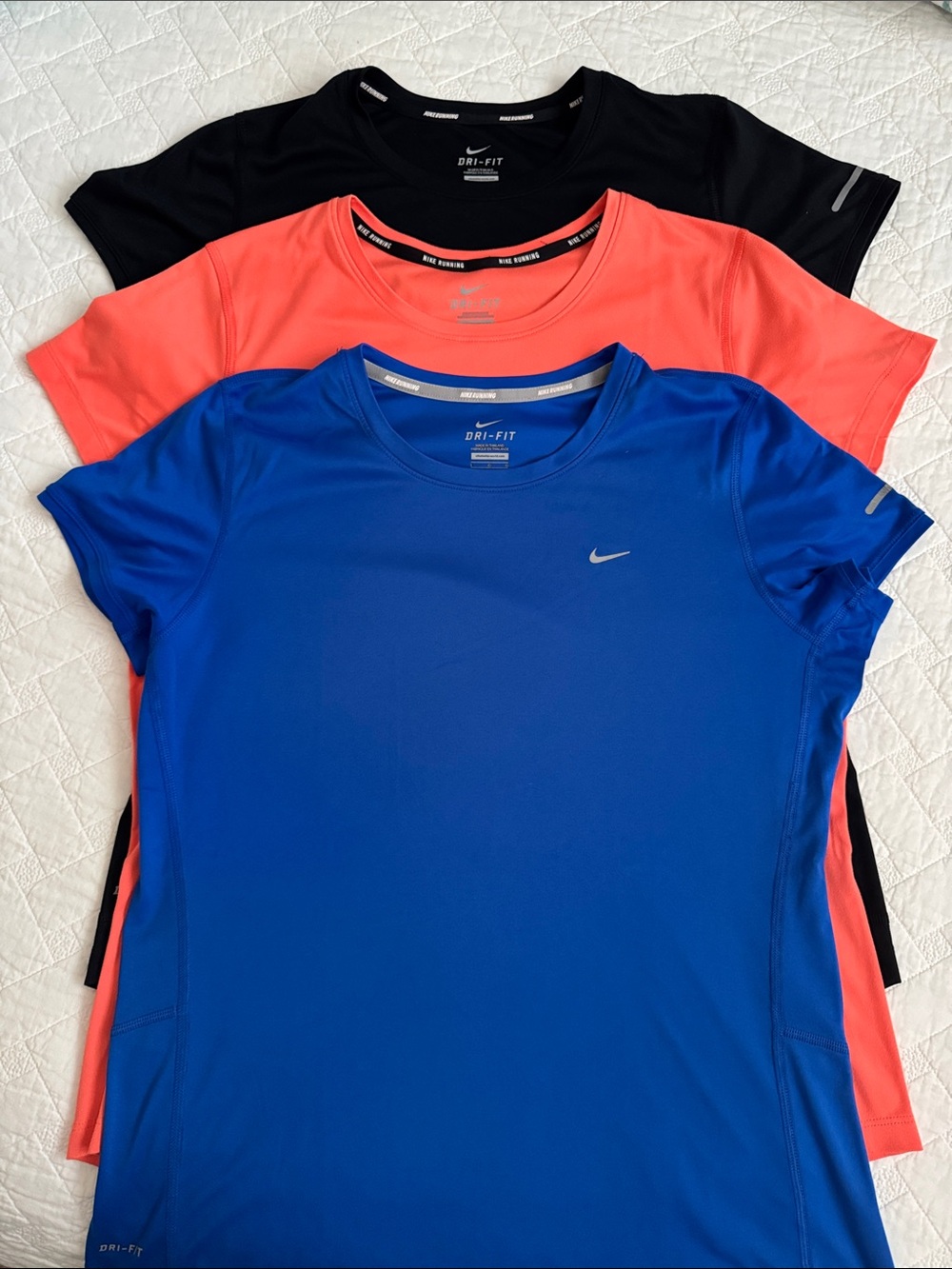 Nike Running Women’s Dri-FIT Short Sleeve Tee - Blue, Coral, Black